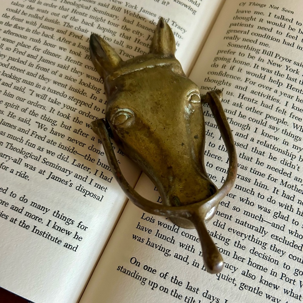 Vintage Antique 1945 Brass Horse Head & Spur Door Knocker